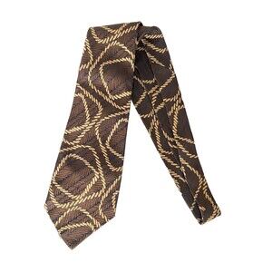 #5932 Men's Brown and Gold Lariet Print Necktie, Tie